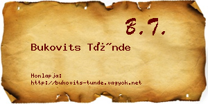 Bukovits Tünde névjegykártya